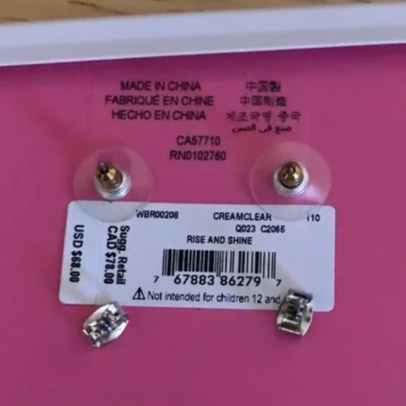 Kate Spade New York Cream/Clear Rise and Shine Earrings New With Tag - Picture 3 of 5